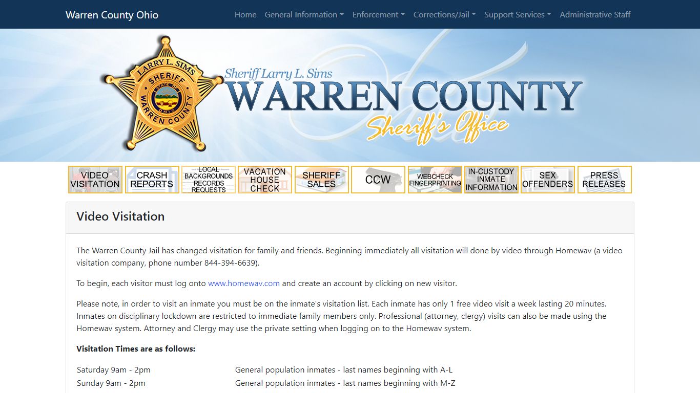 Video Visitation - Sheriff's Office
